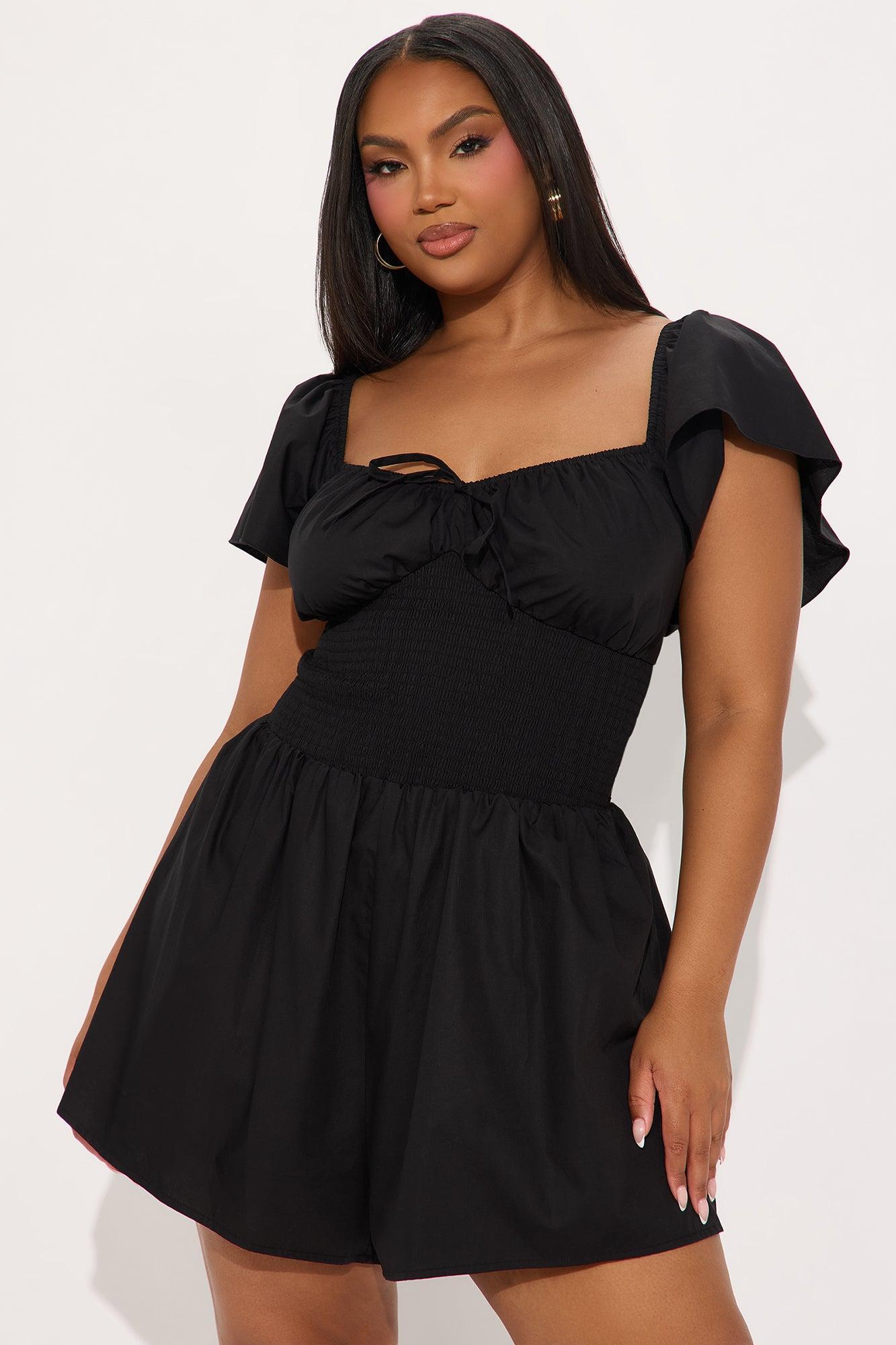 Marcia Poplin Romper - Black Product Image
