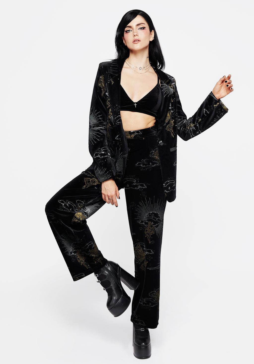 Adelina Foil Print Velour Blazer Product Image