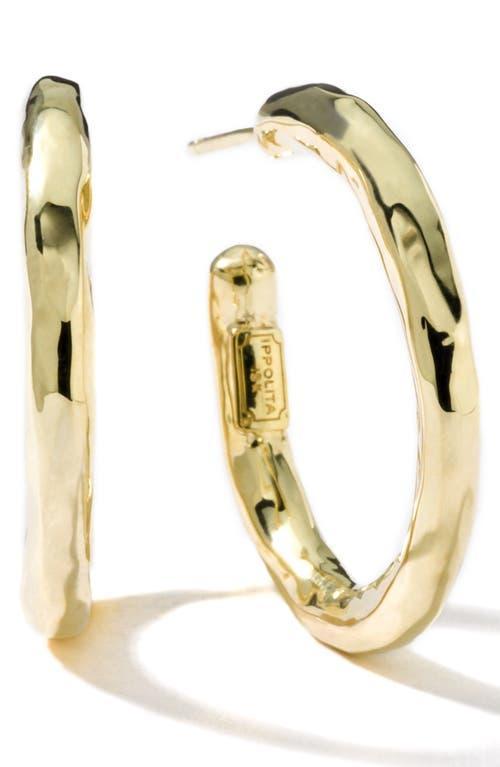 Womens Classico Small 18K Yellow Gold Hammered Hoop Earrings Product Image