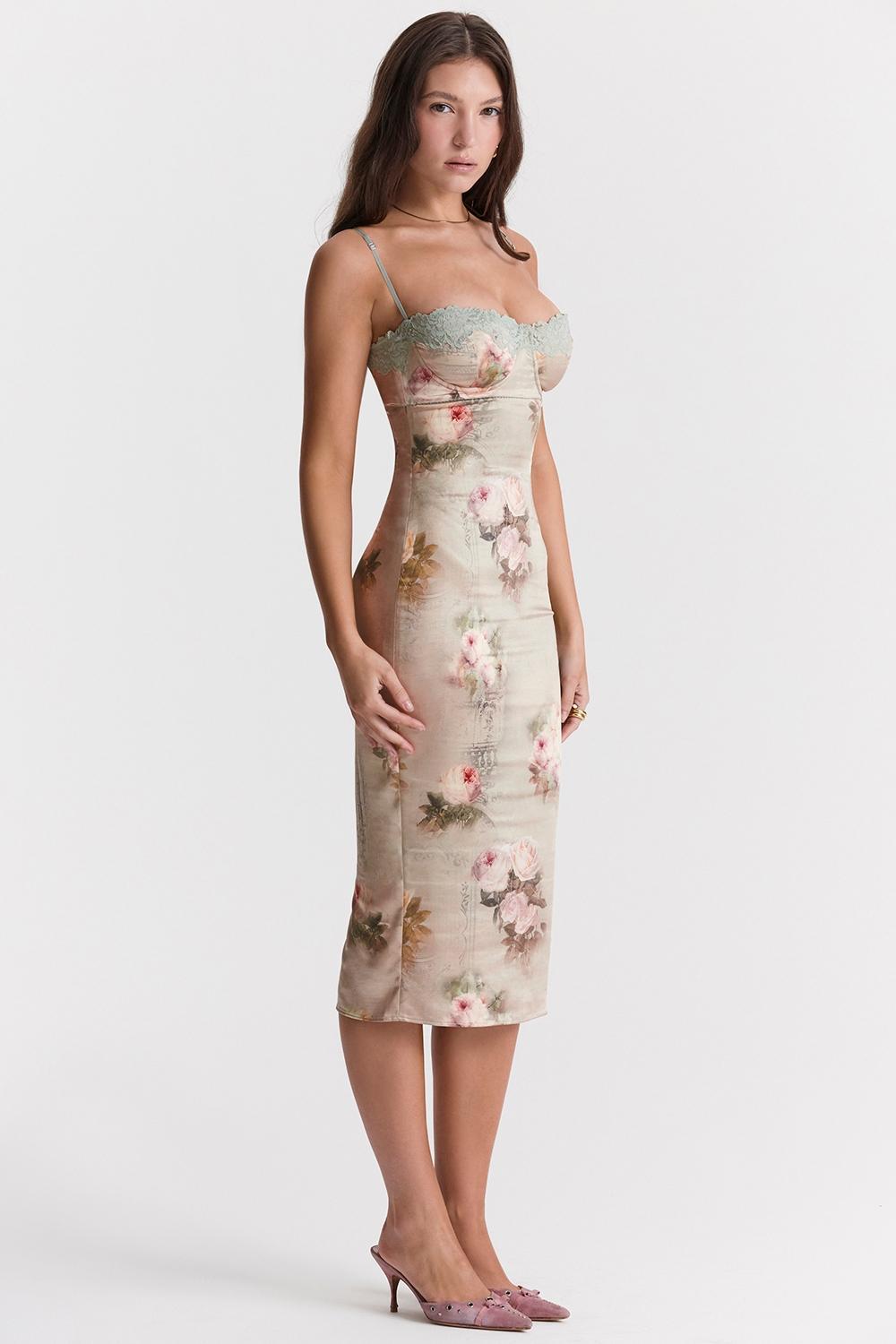 Venus Vintage Floral Midi Dress Product Image