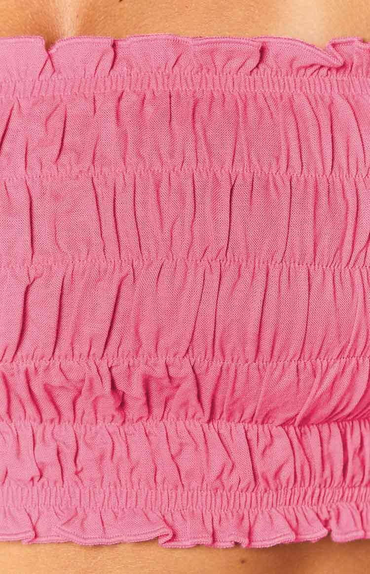 Kyra Pink Linen Blend Crop Top Product Image