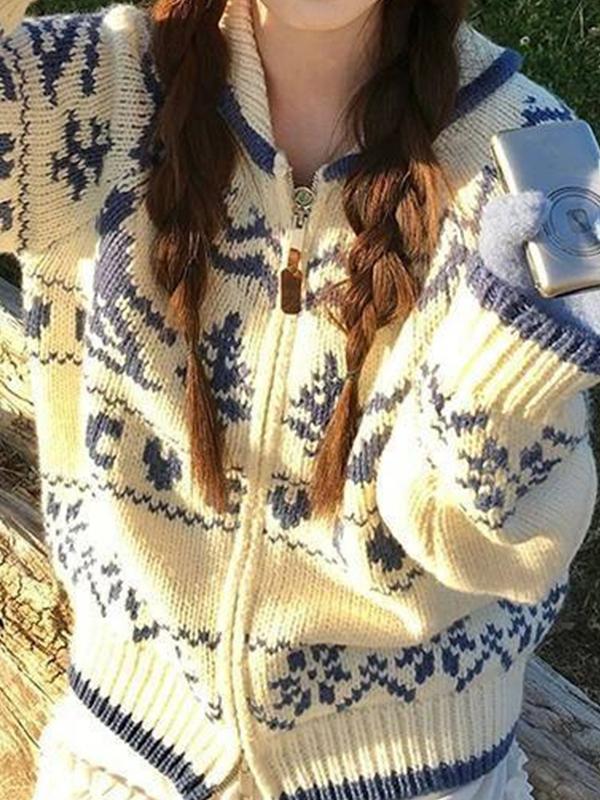 Fair Isle Christmas Tree Flower Cardigan Cardigan Product Image