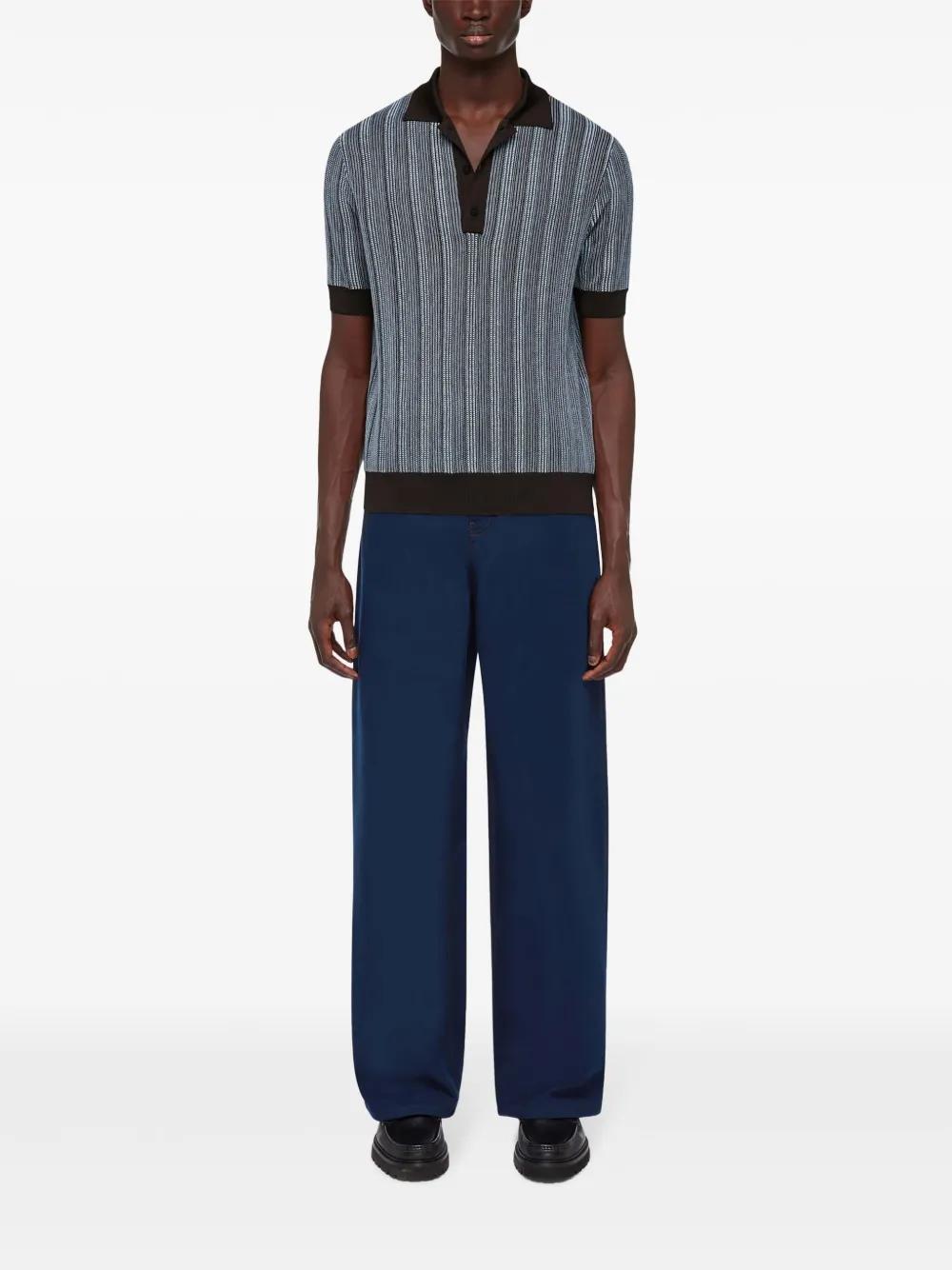 striped intarsia-knit polo shirt Product Image