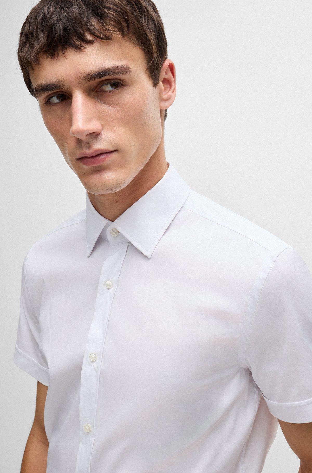 Slim-fit shirt in easy-iron stretch poplin Product Image
