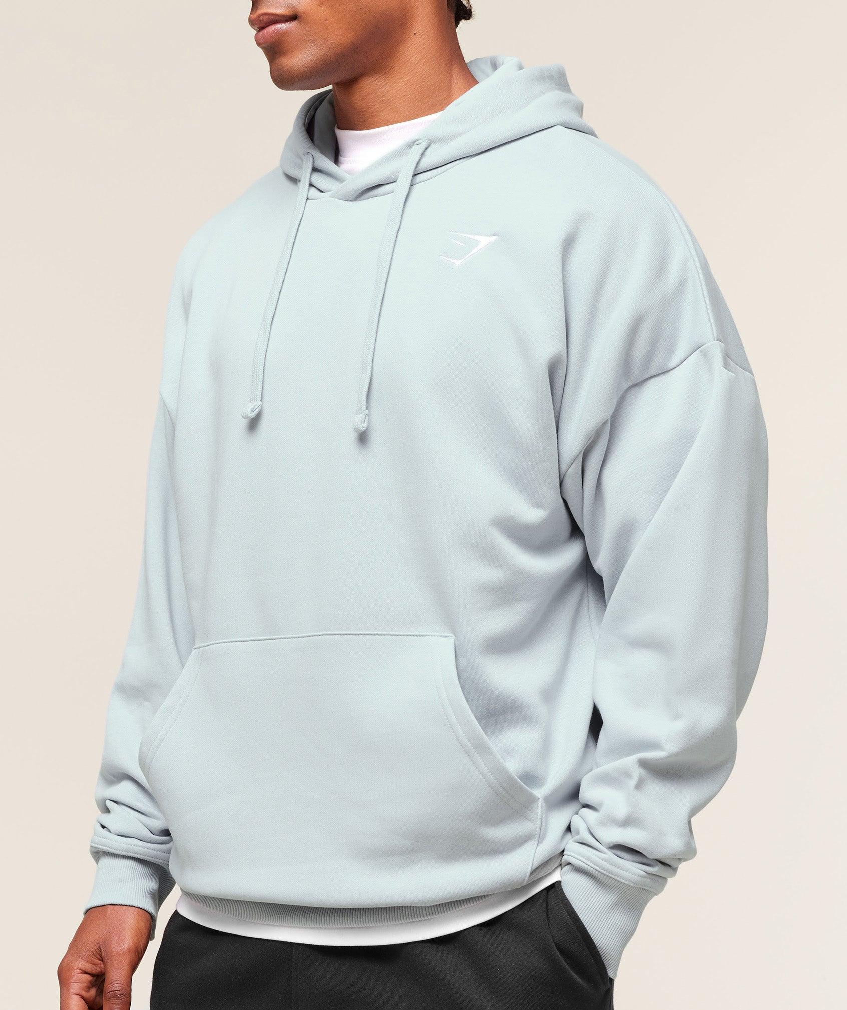 Gymshark Crest Oversized Hoodie - Smoke Blue Male Product Image
