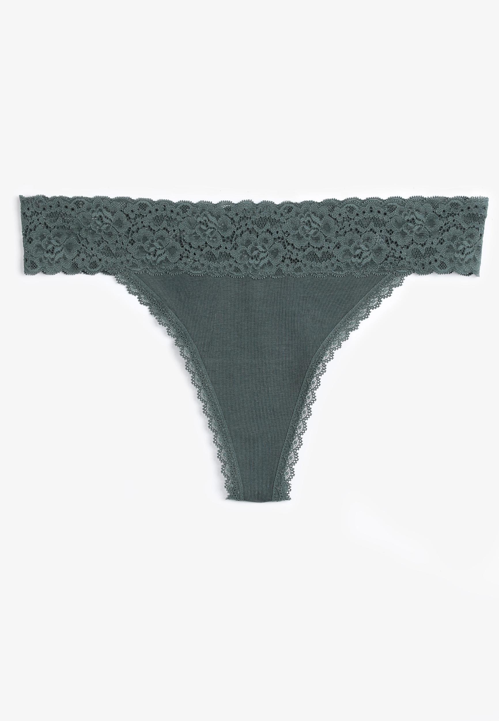 Maurices Womens Simply Comfy Wide Lace Trim Cotton Thong Panty Product Image