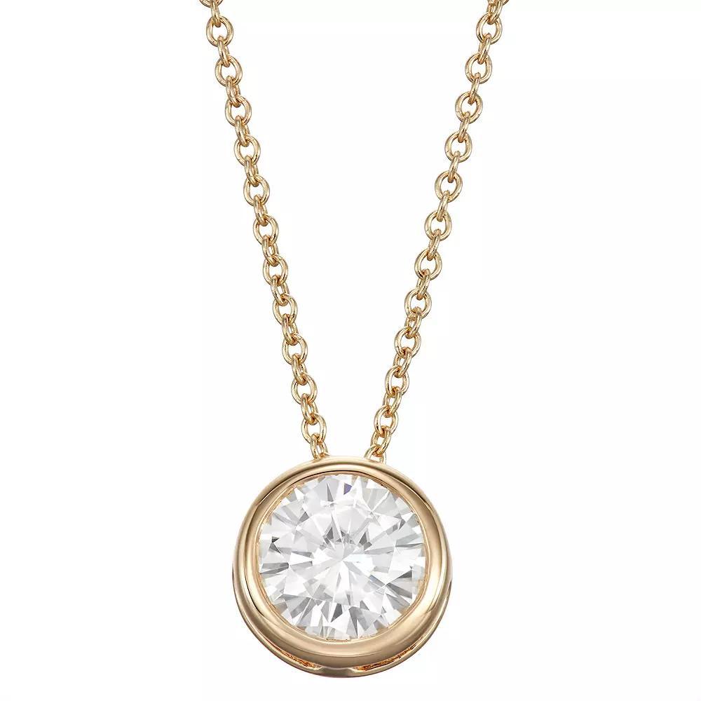 Charles & Colvard 14k Gold 1 Carat T.W. Lab-Created Moissanite Bezel Solitaire Pendant Necklace, Women's, White Product Image