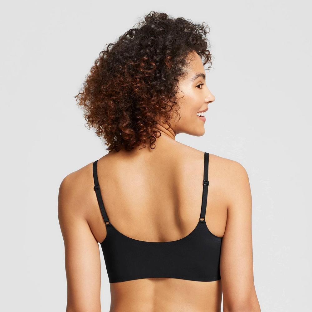 True & Co. True Everybody Women's Adjustable Strap Scoopneck Bra - Black XL: Nylon Spandex Blend, Removable Padding, Wireless Design Product Image