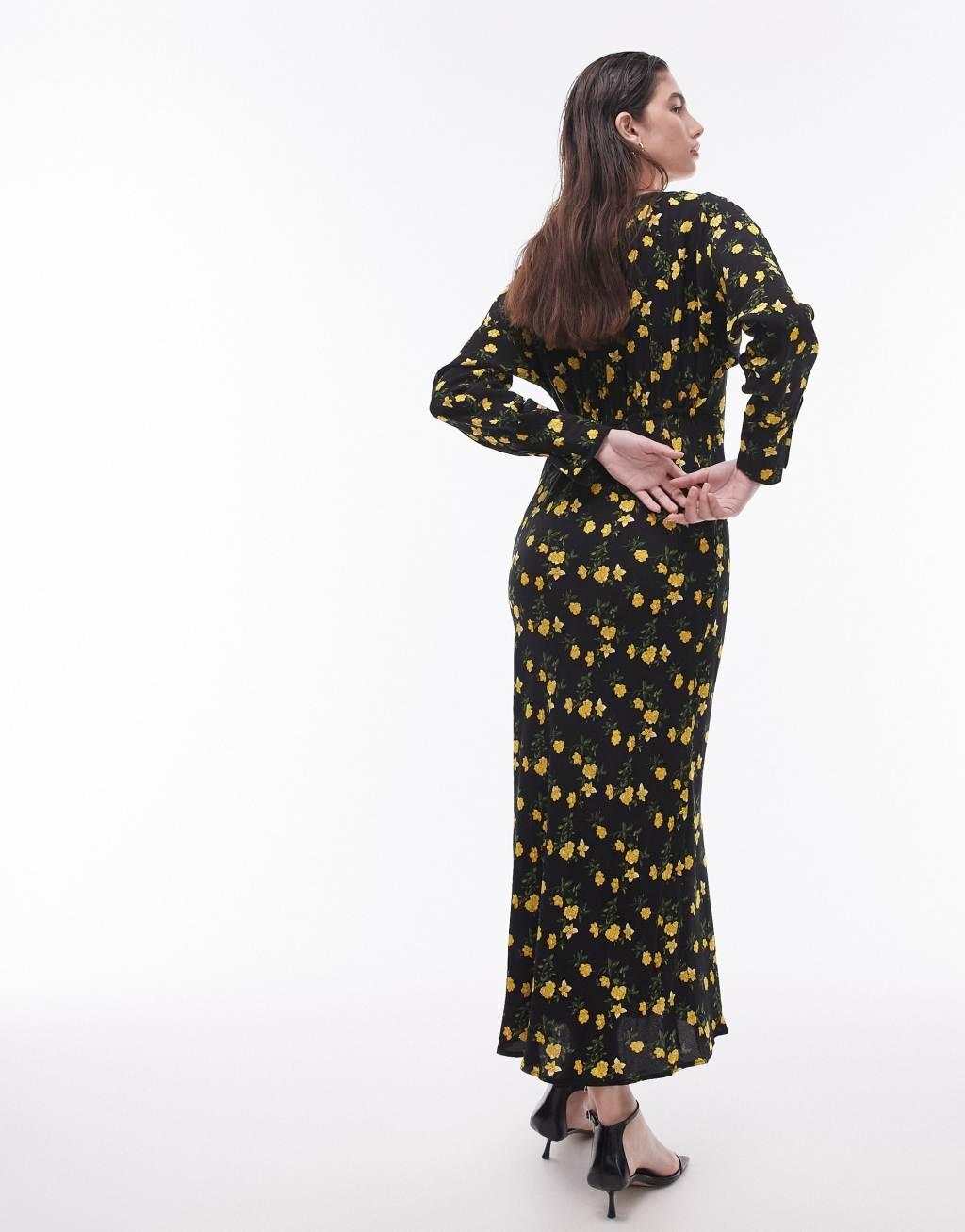Topshop ruch front detail midi dress Product Image
