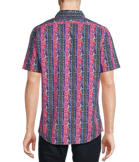 Cremieux Big & Tall Premium Denim Multi Color Pattern Stretch Short-Sleeve Woven Shirt Product Image