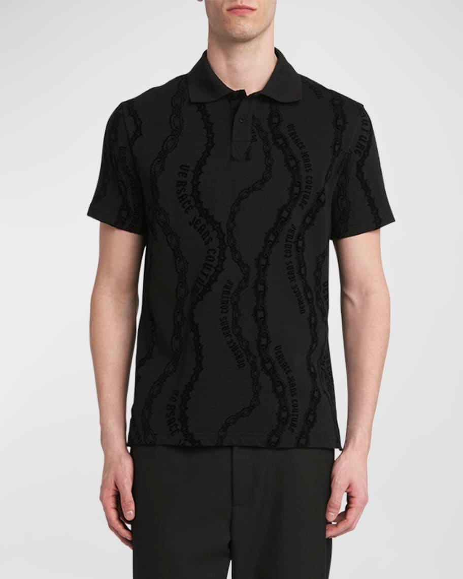 Mens Chain-Link Logo Cotton Polo Shirt Product Image