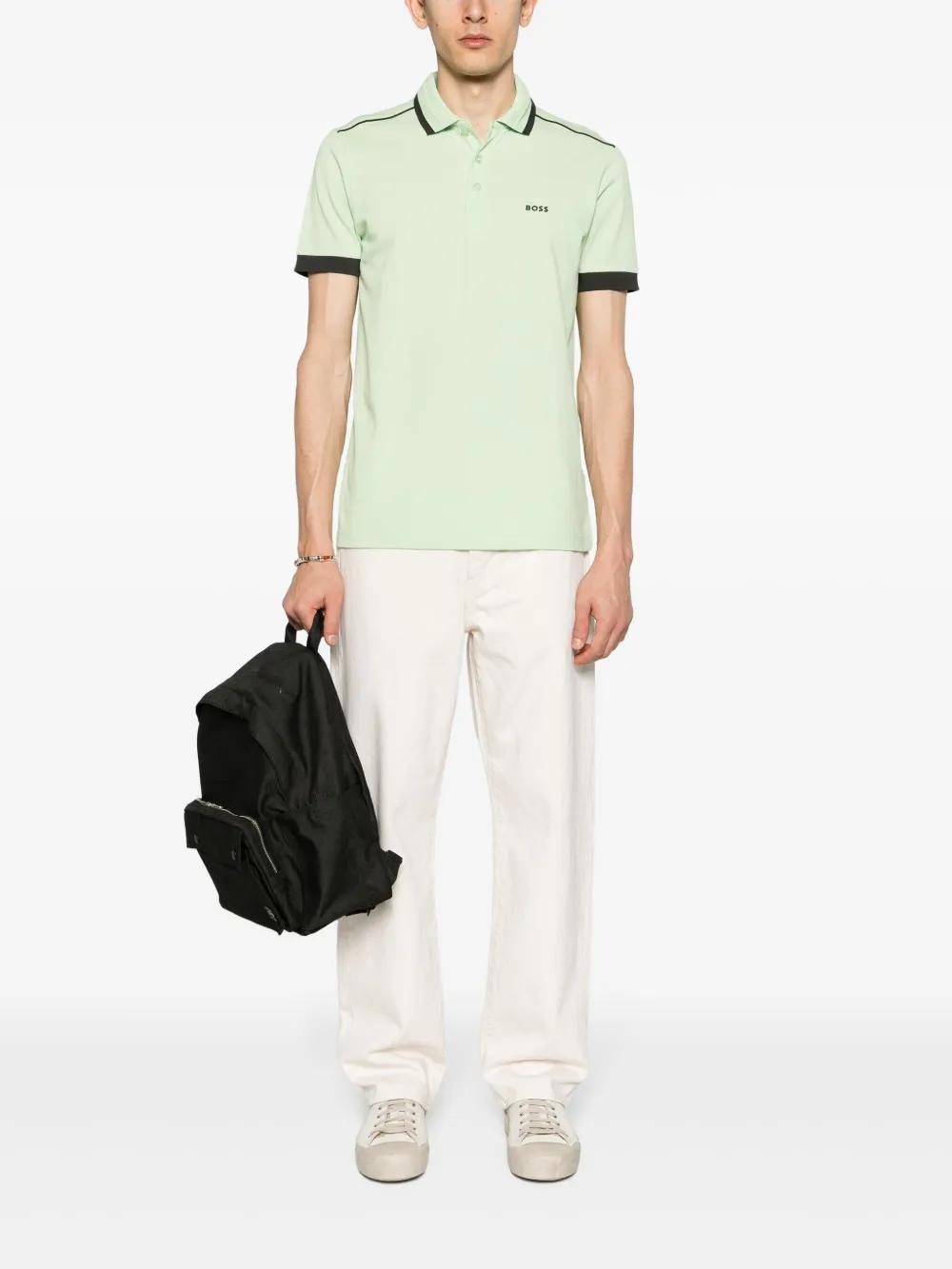 HUGO BOSS Logo-print Piqué Polo Shirt In White Product Image
