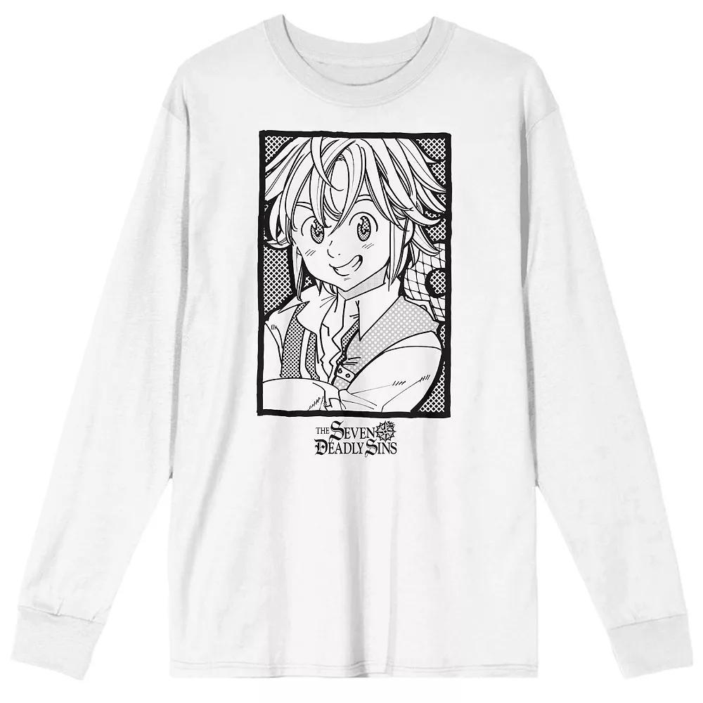 Men's Seven Deadly Sins Meliodas Manga Art Long Sleeve Graphic Tee, Size: Medium, White Product Image