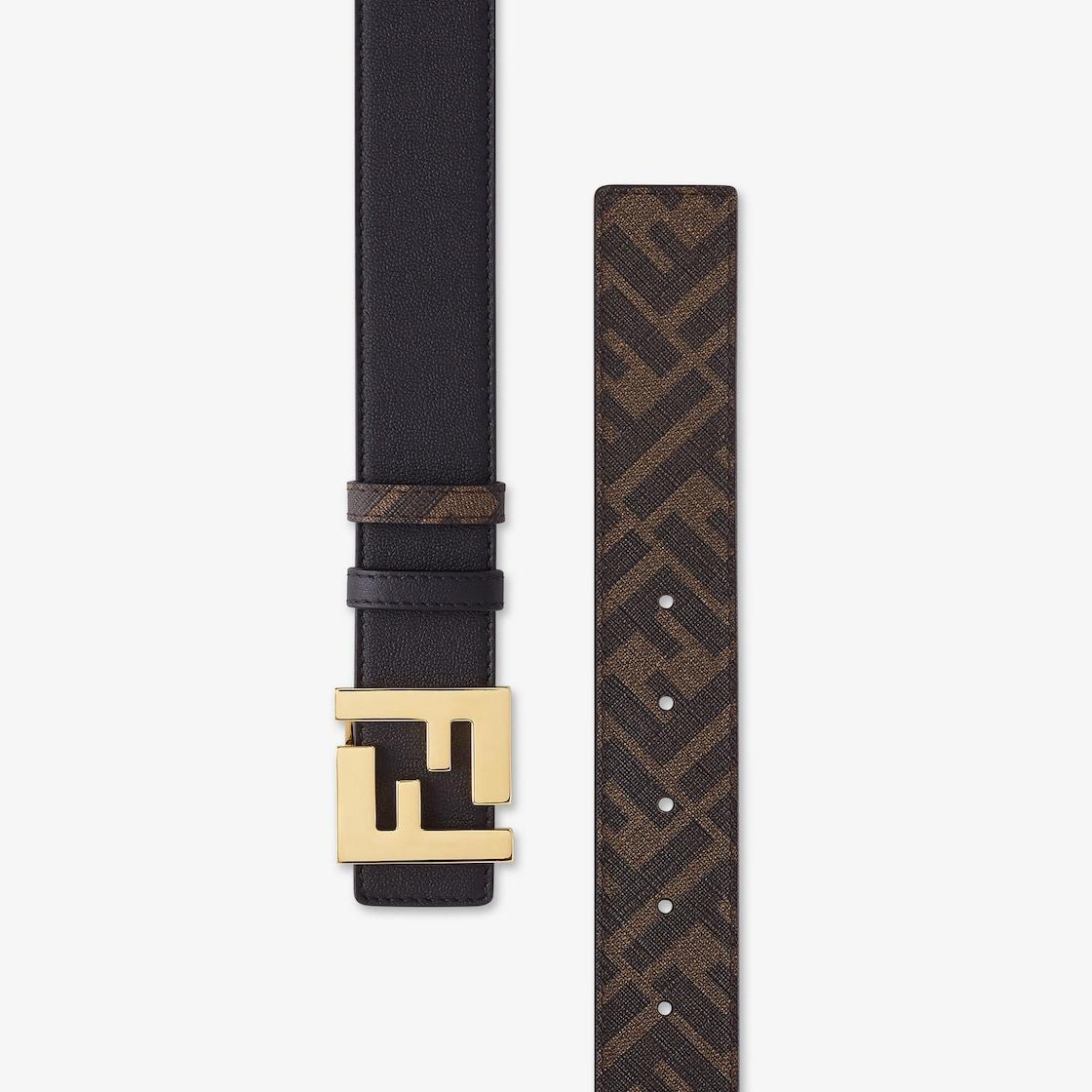 Squared FF beltBlack leather reversible belt Product Image