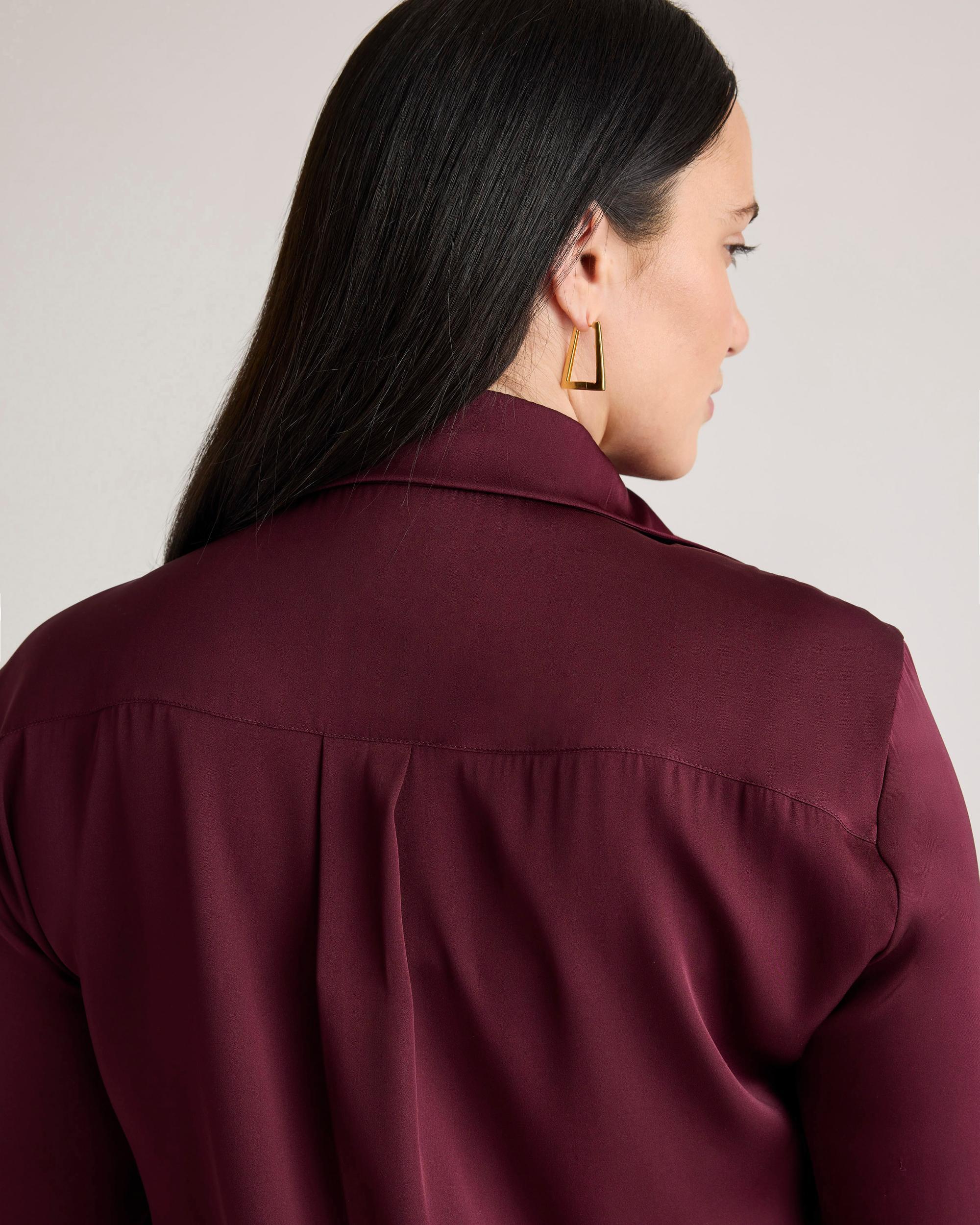 Washable Stretch Silk Notch Collar Blouse - Plus Size Product Image