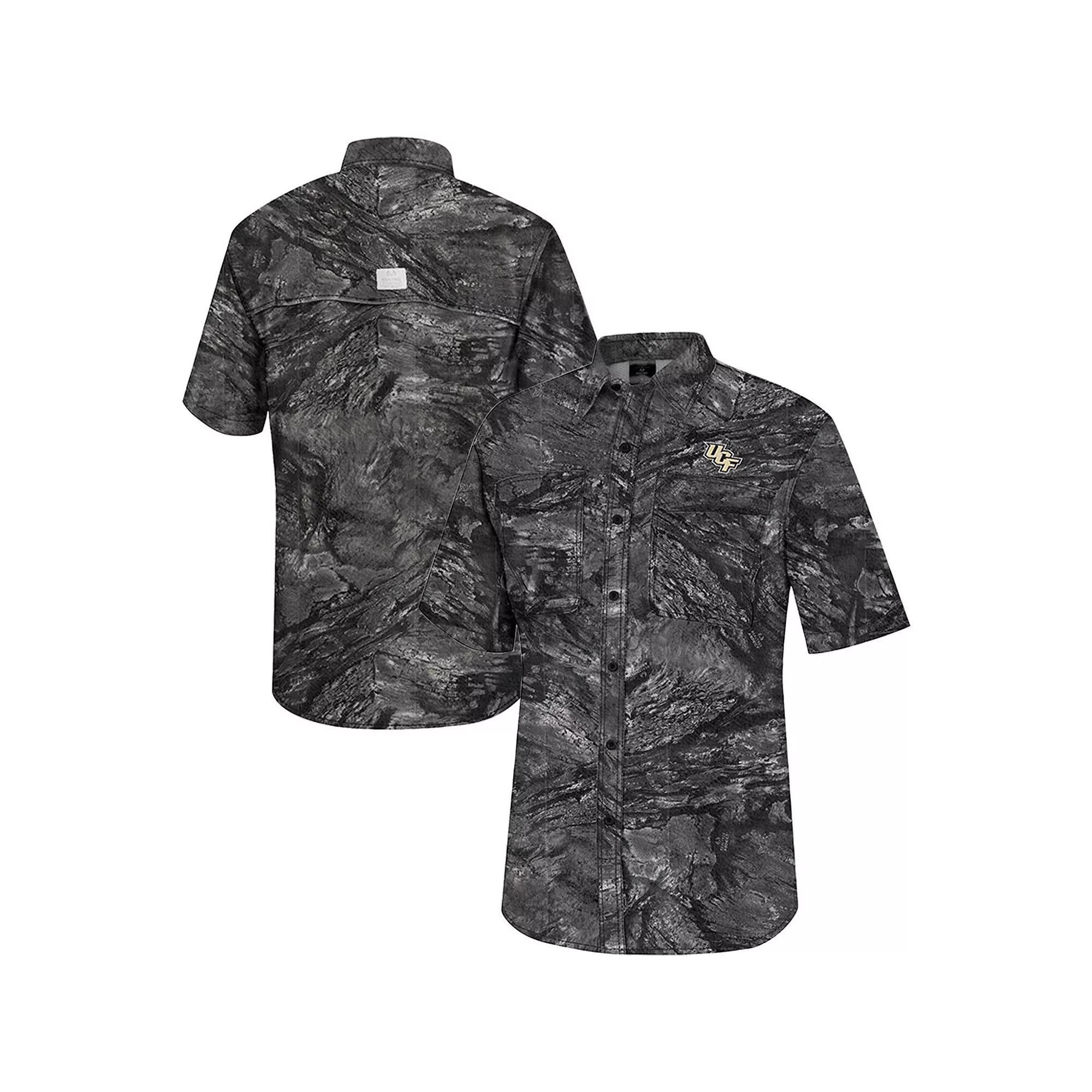 Mens Colosseum Charcoal Kansas State Wildcats Realtree Aspect Charter Full-Button Fishing Shirt Product Image
