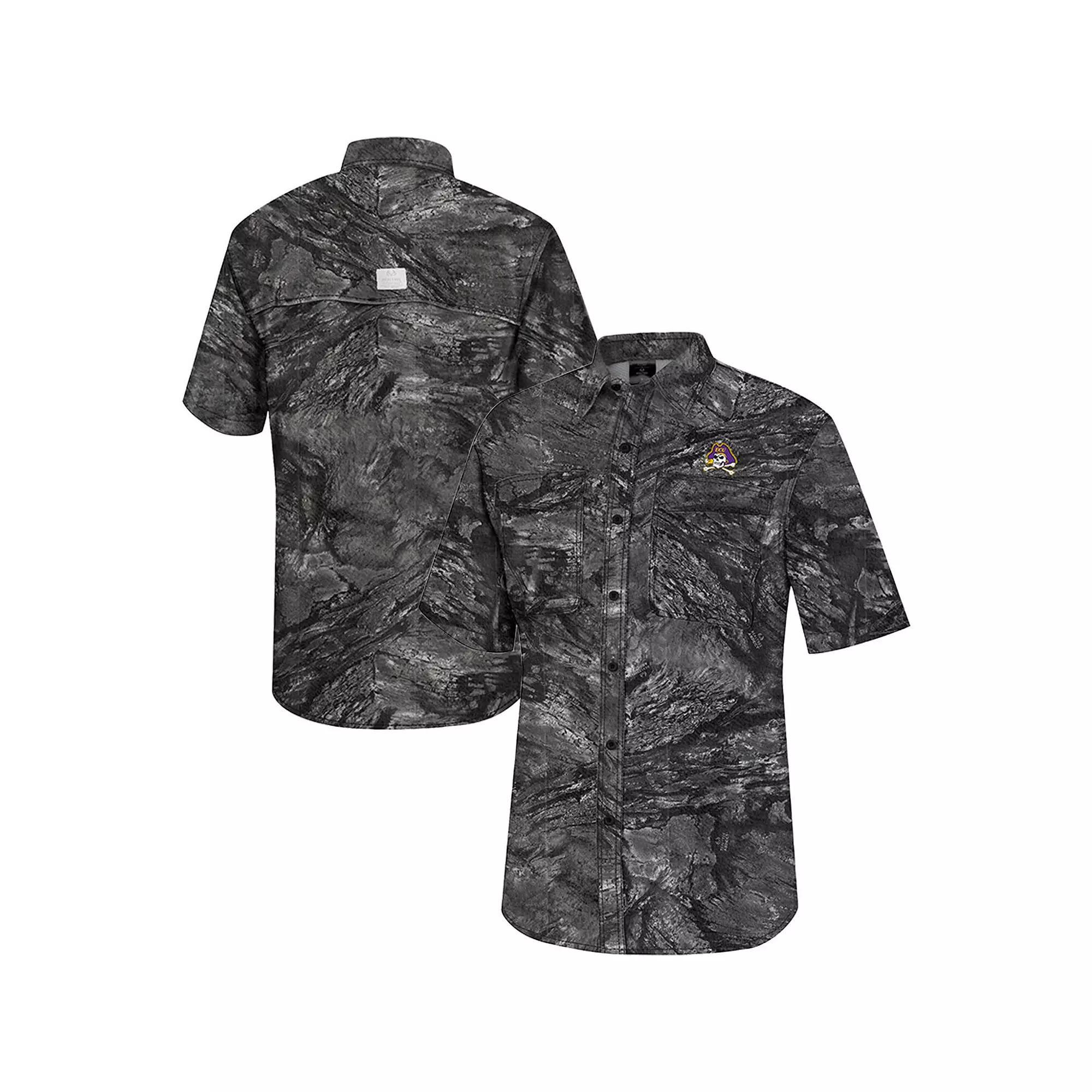 Mens Colosseum Charcoal Kansas State Wildcats Realtree Aspect Charter Full-Button Fishing Shirt Product Image