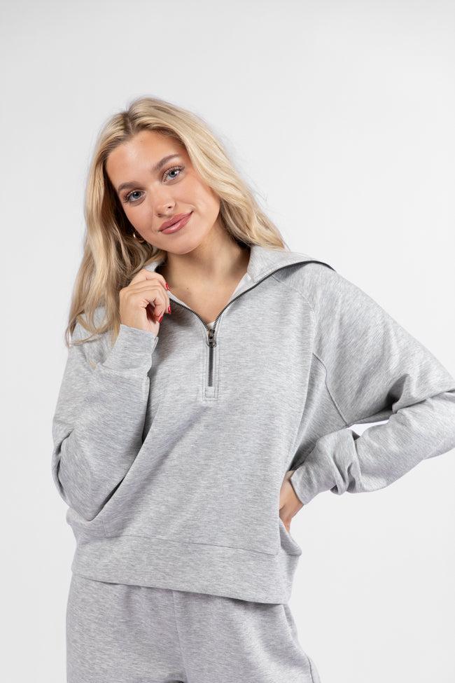 Let's Just Stay Mocha Quarter Zip Knit Pullover FINAL SALE Product Image