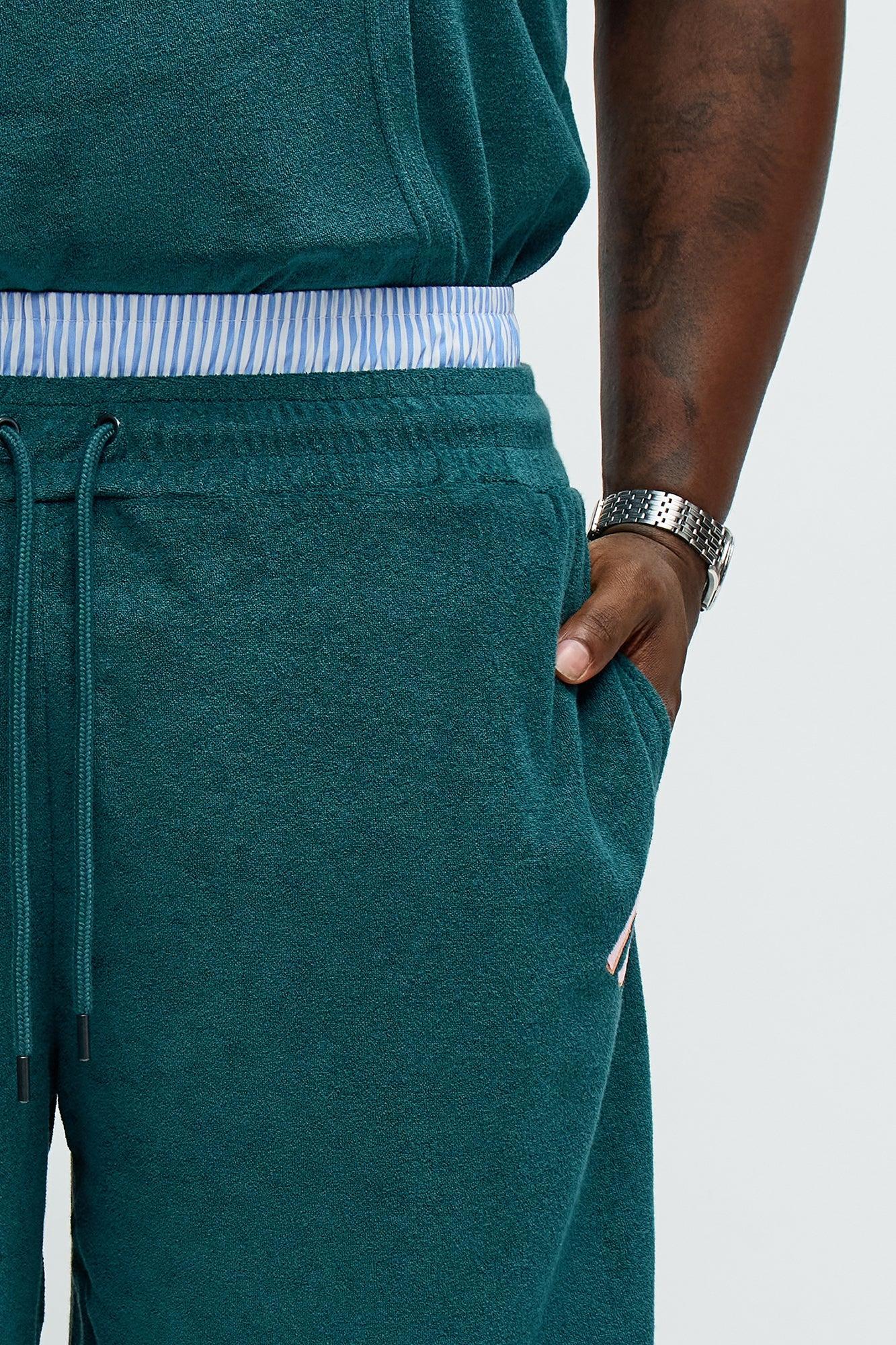 Relaxed Chateau Terry Double Waistband Shorts - Teal/combo Male Product Image