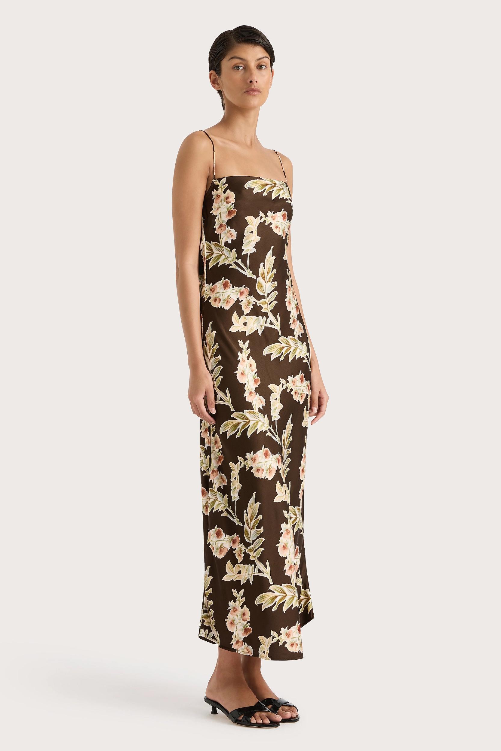 Yolaine Midi Dress Jardin Floral Chocolate Product Image
