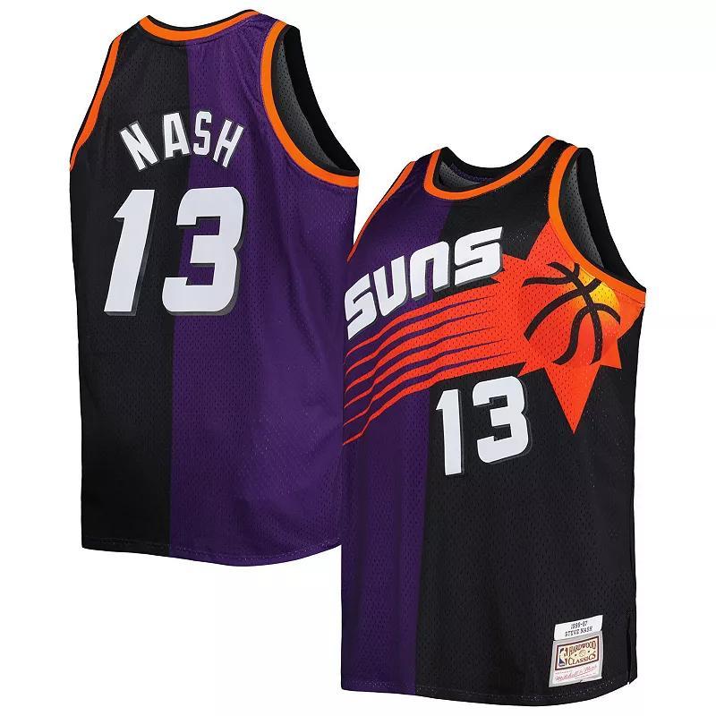 Men's Mitchell & Ness Steve Nash Purple/Black Phoenix Suns Hardwood Classics 1996-97 Split Swingman Jersey, Size: 2XL, Phx Purple Product Image