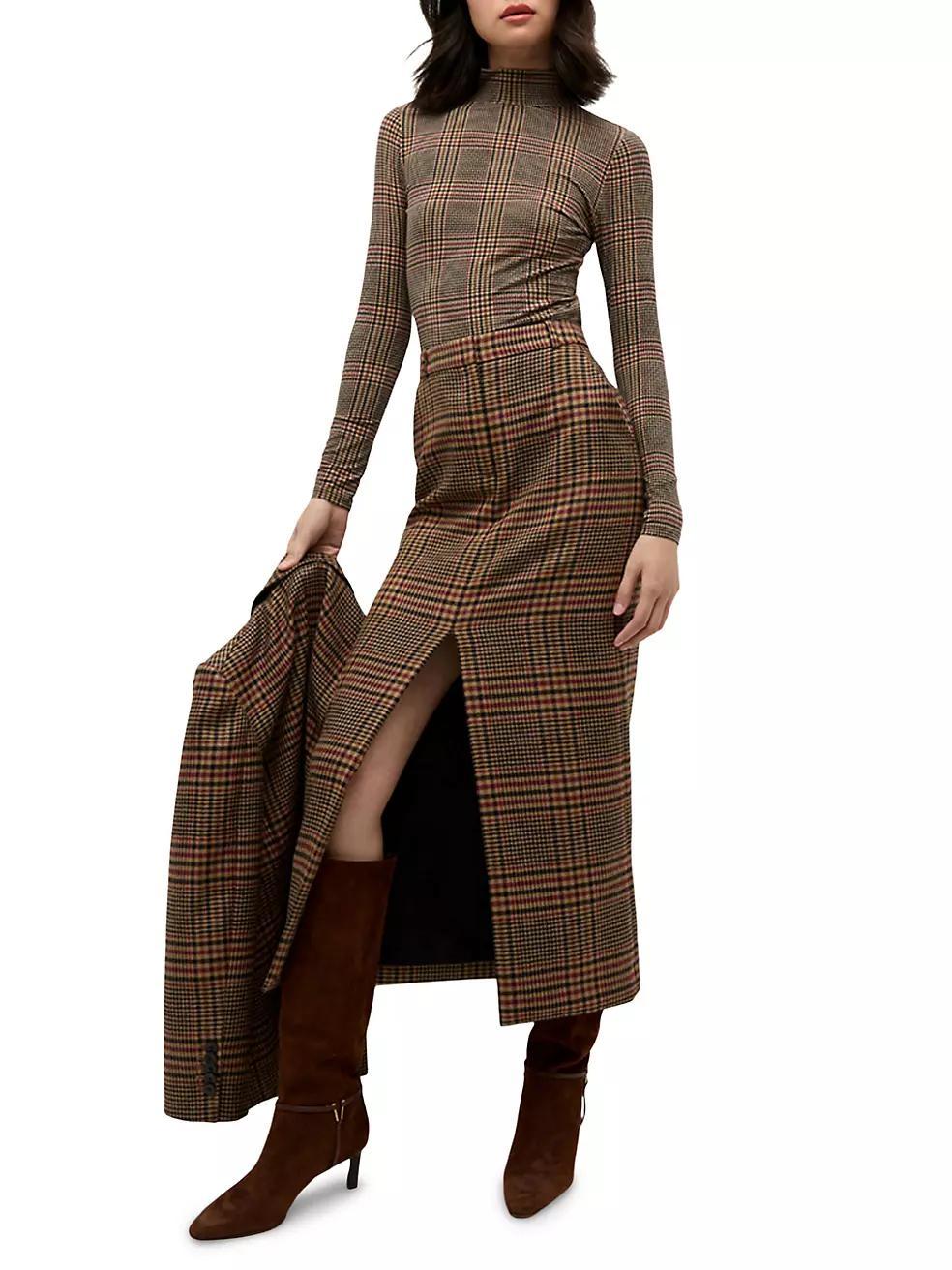 Maxine Plaid Wool Maxi Skirt Product Image