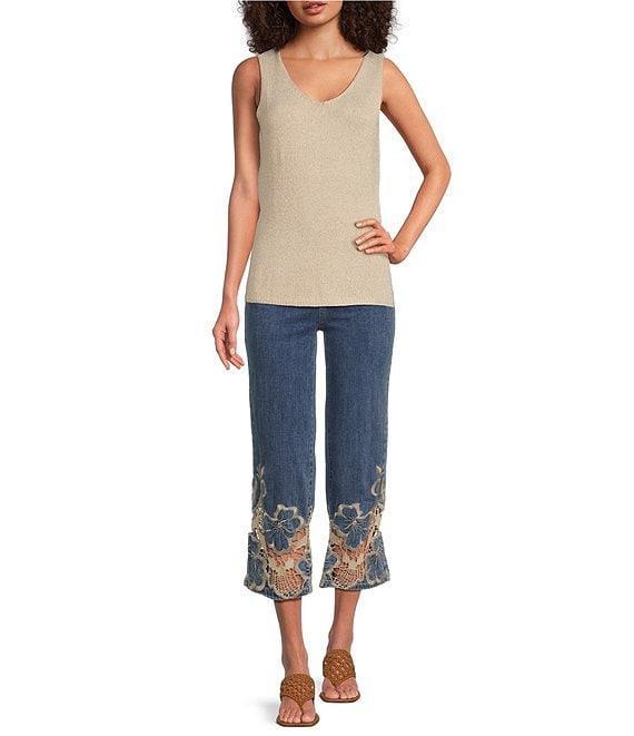 Charlie B. Lurex Knit Metallic V-Neck Sleeveless Cami Product Image