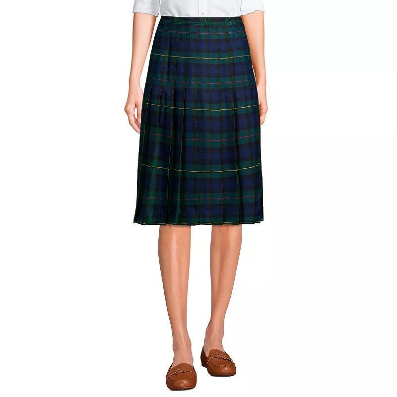Women's Lands' End School Uniform Plaid Pleated Midi Skirt, Size: 12, Clear Blue Plaid Product Image