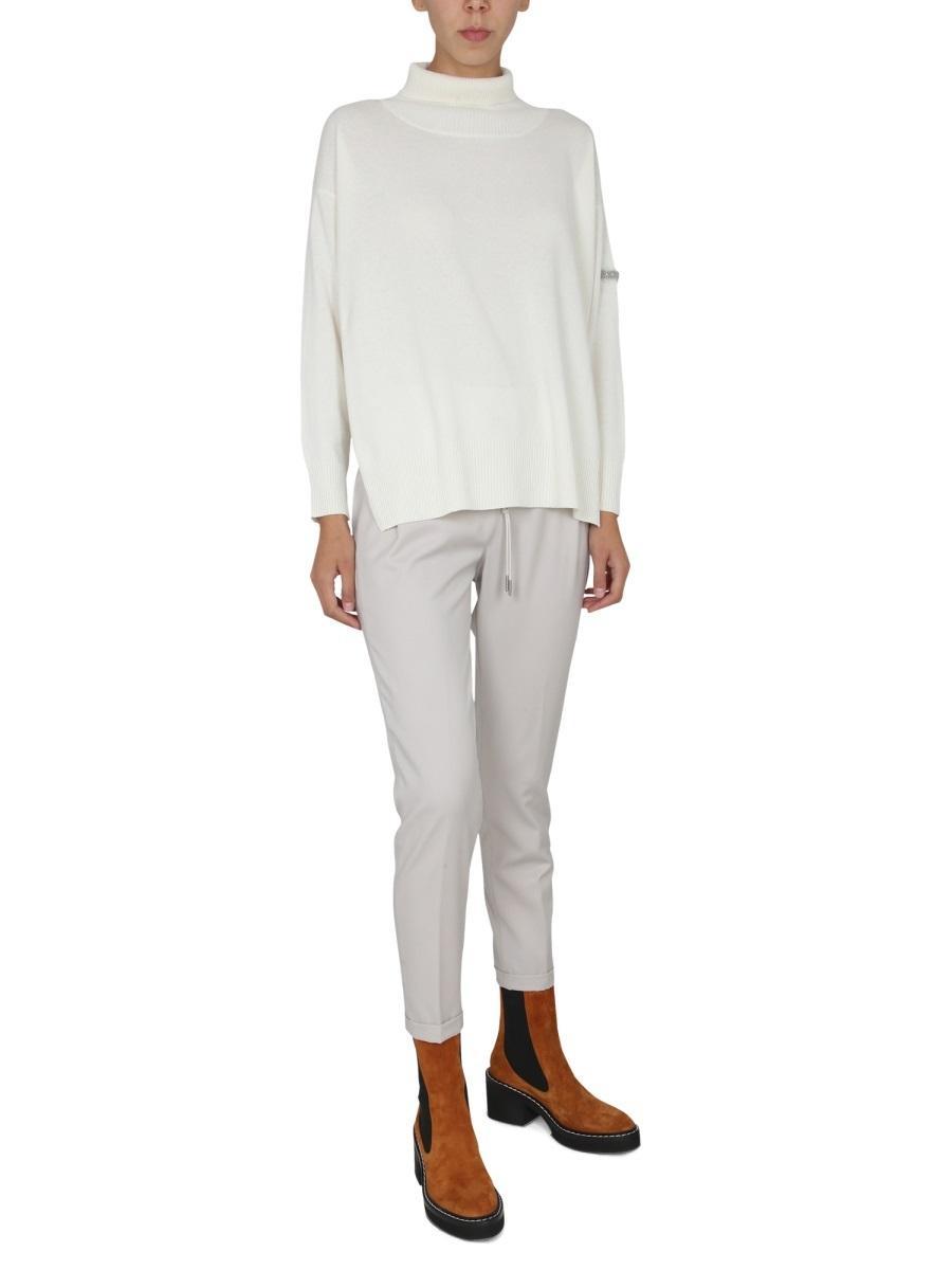 FABIANA FILIPPI Pants With Shiny Detail In Beige Product Image