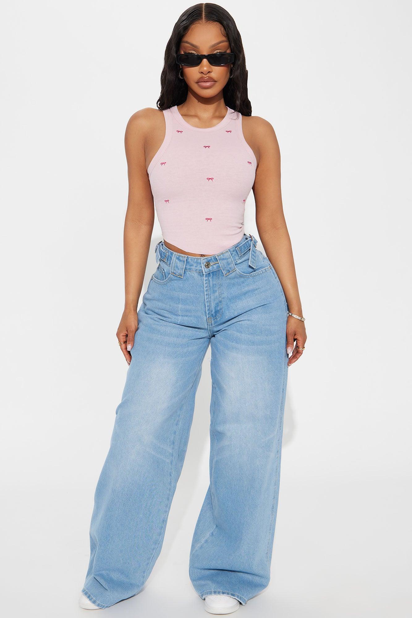 On Wed We Wear Bows Embroidered Top - Pink Product Image