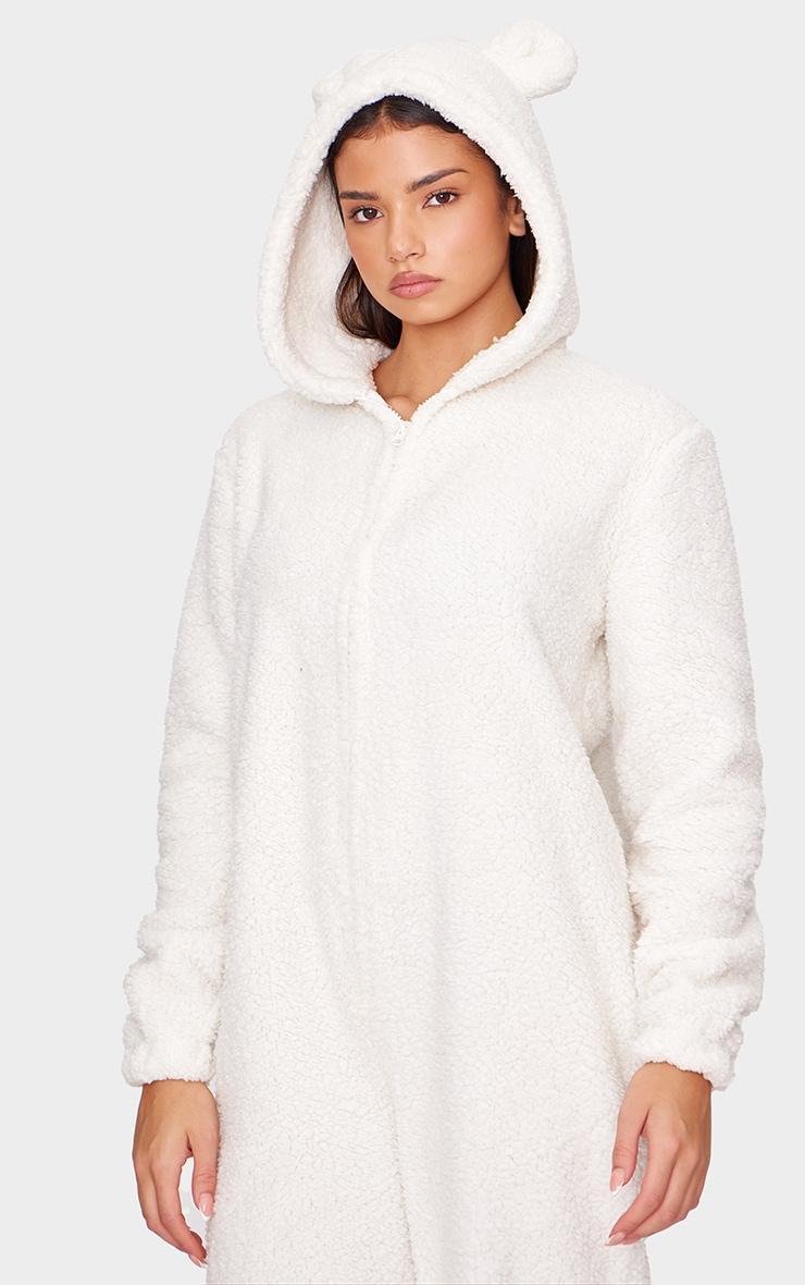Cream Hooded Fleece Onesie Product Image