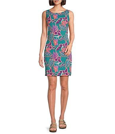 Columbia Womens Chill River Printed Crew Neck Sleeveless Shift Dress Product Image