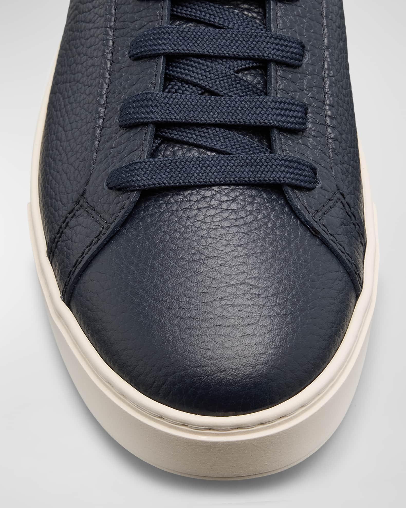 Men's Grained Leather Low-Top Sneakers Product Image