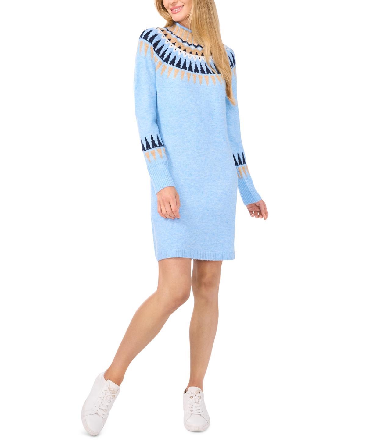 CeCe Womens Fair Isle Long-Sleeve Sweater Dress Product Image