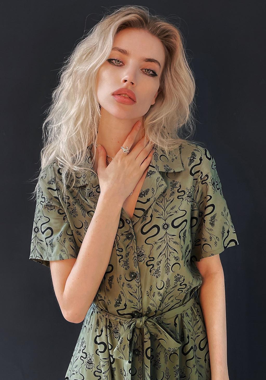 Dominion Snake Print Midi Shirt Dress Product Image