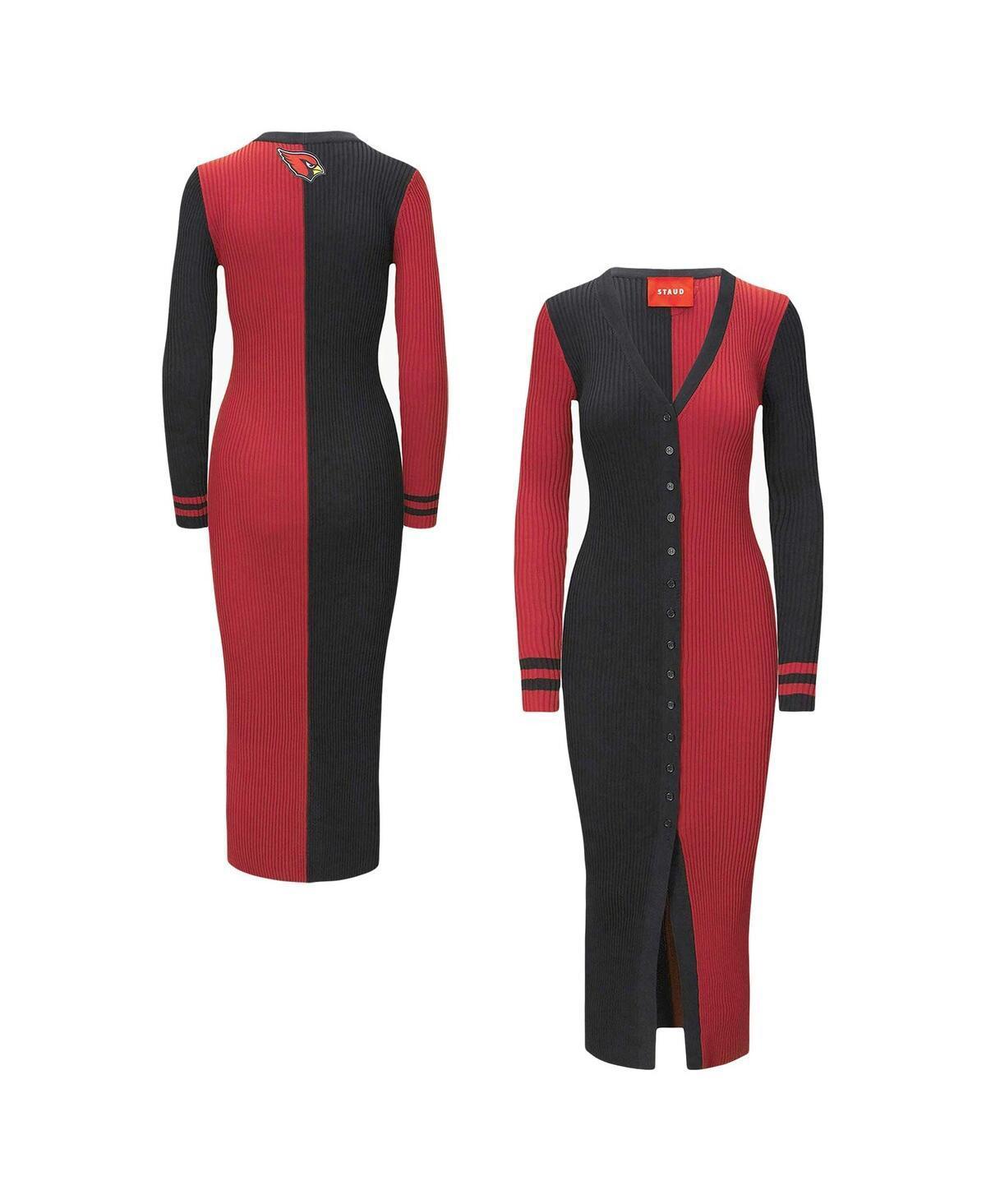Women's Black/Cardinal Arizona Cardinals Shoko Knit Button-Up Sweater Dress, Size: Small Product Image