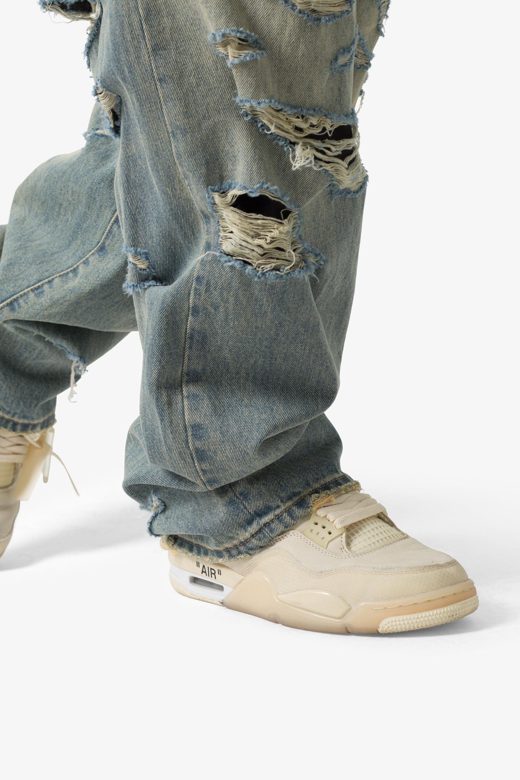 Ultra Baggy Distressed Denim - Vintage Blue Product Image