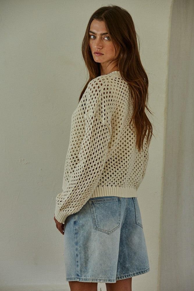 Open Knit Button Cardigan Product Image