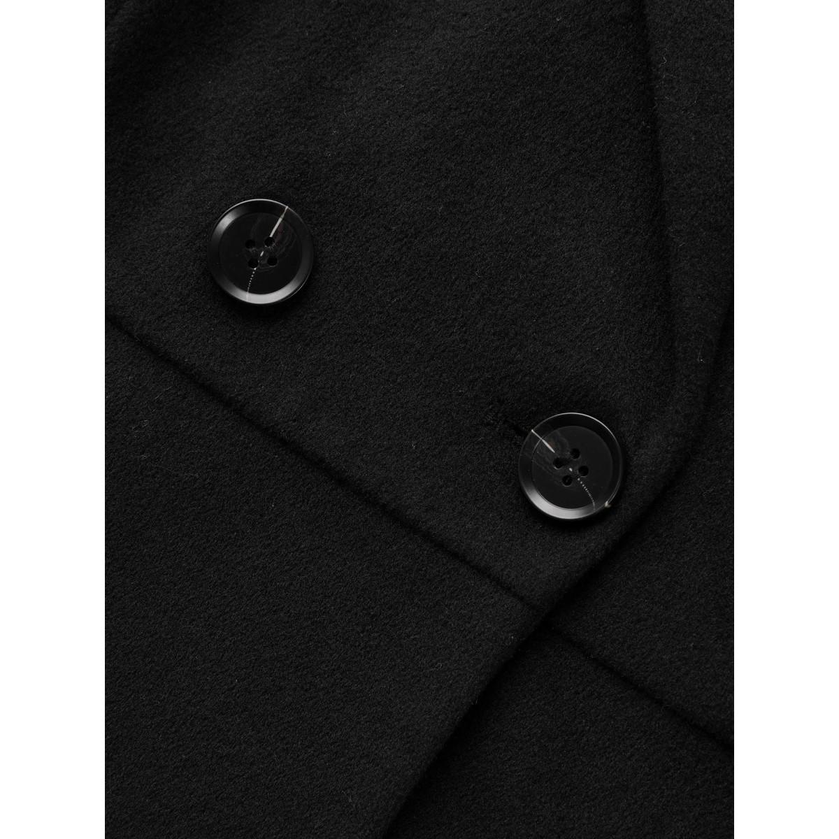 Plus Size Suit Collar Button Up Slightly Stretchy Jacket Women Black Button Bodycon Side seam pocket Everyday Jackets BloomChic 14-16/1X Product Image