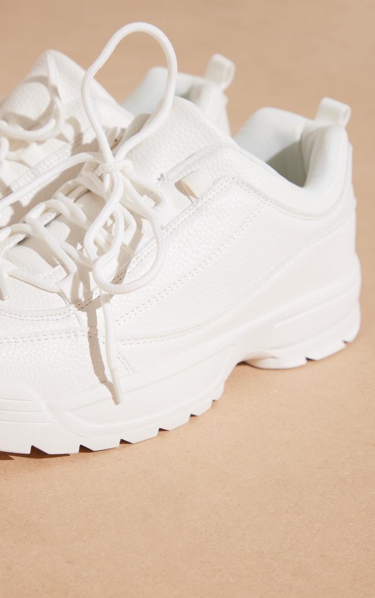 White Chunky Cleated Sole Sneakers Product Image
