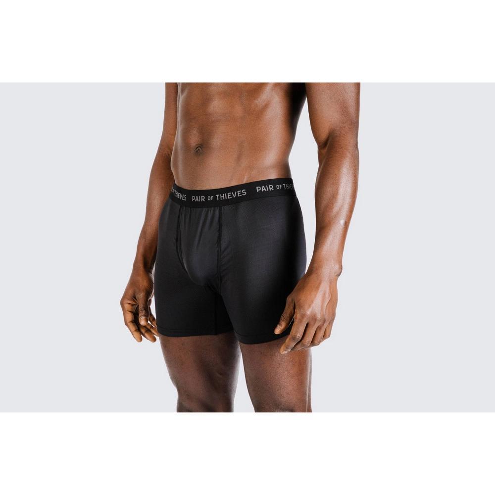 Pair of Thieves Mens Super Fit Boxer Briefs 2pk - Black S: Mid Rise, Mesh Construction, Full Waistband Elastic, Solid Pattern Product Image