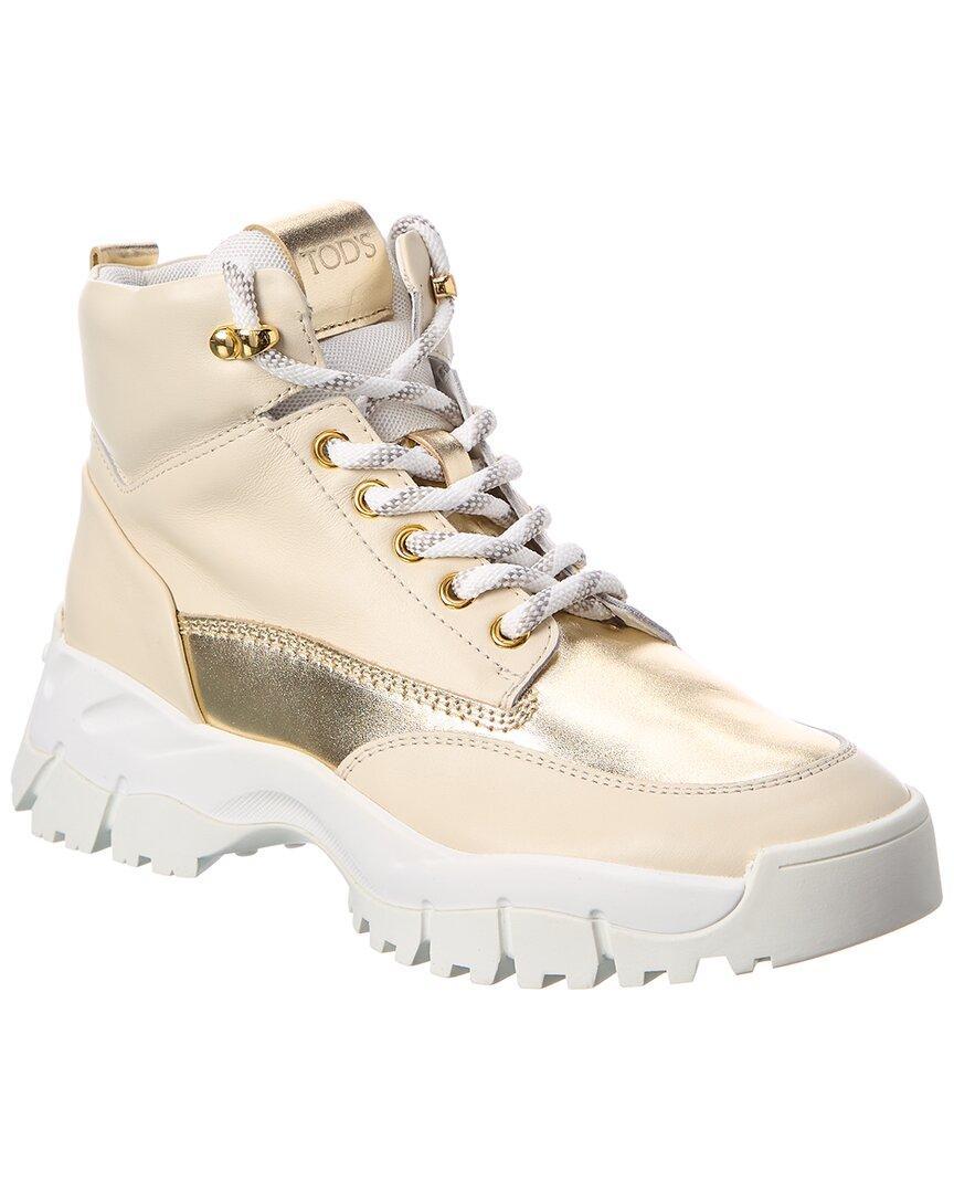 TOD'S Trekking Leather Sneaker In White Product Image