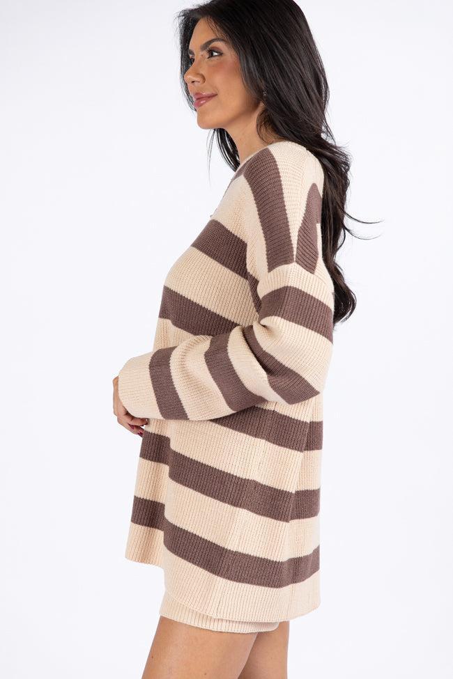 Sign Of The Times Brown and Tan Striped Sweater Set SALE Product Image