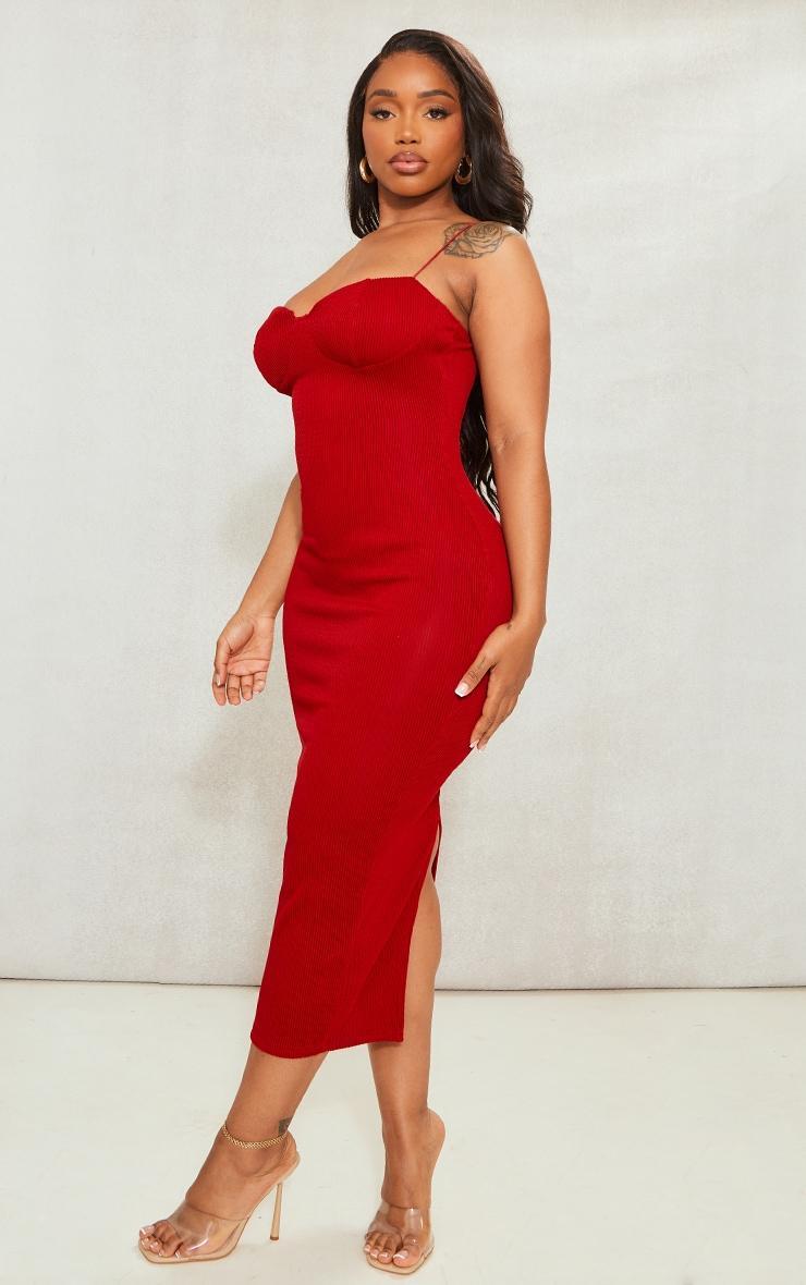 Shape Red Plisse Strappy Cup Detail Midaxi Dress Product Image