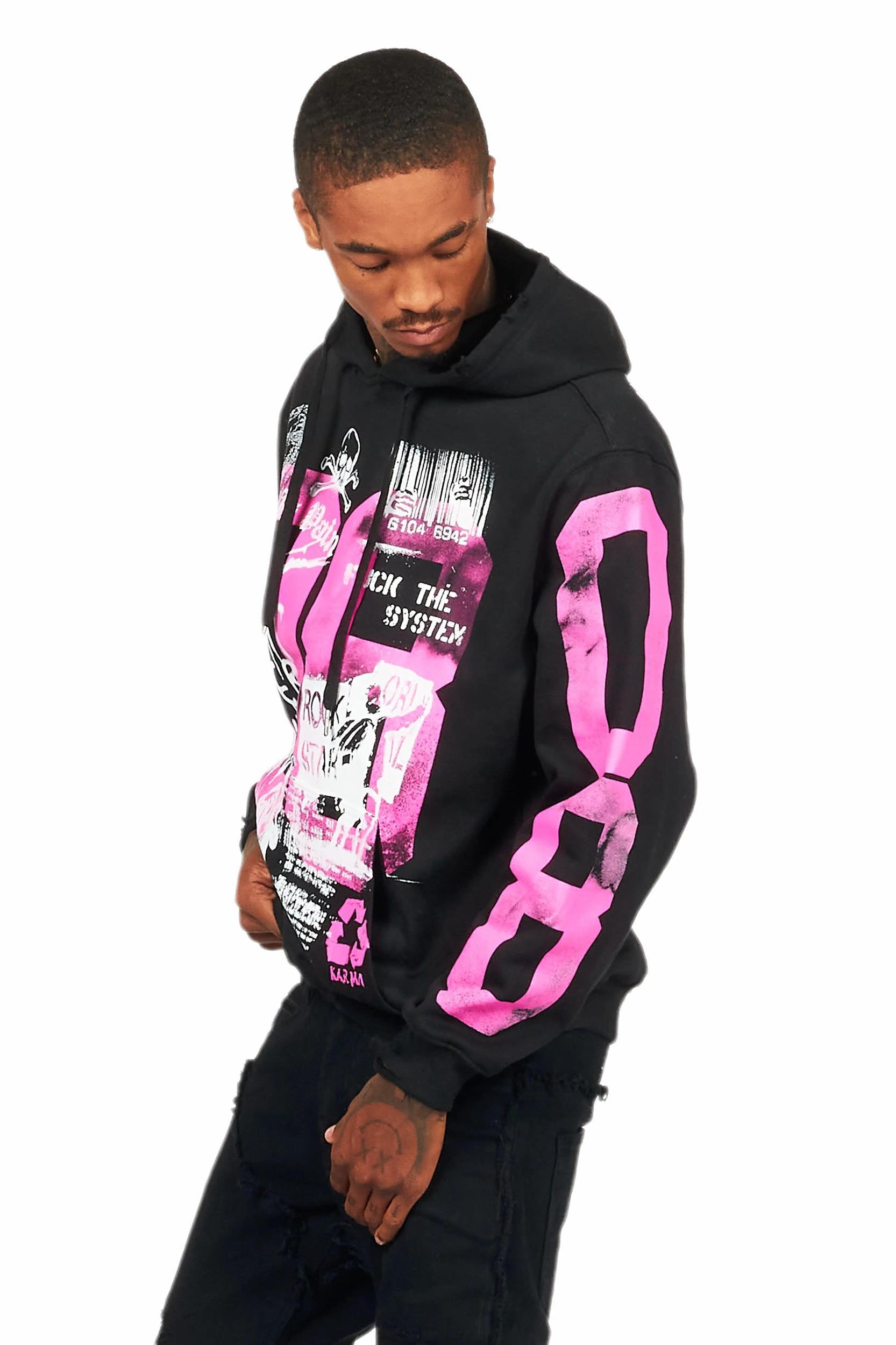 Grill Black/Pink Graphic Hoodie Male Product Image