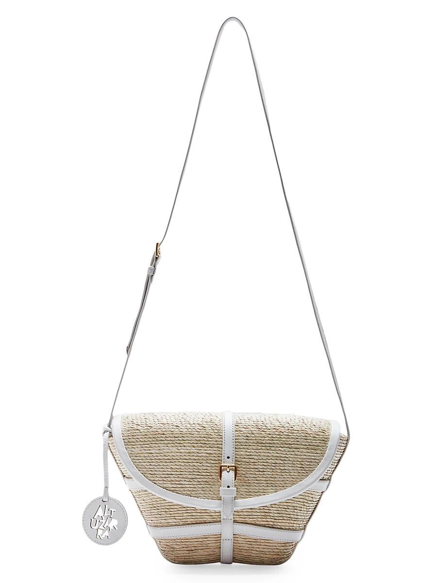 Womens Watermill Straw & Leather Crossbody Bag Product Image