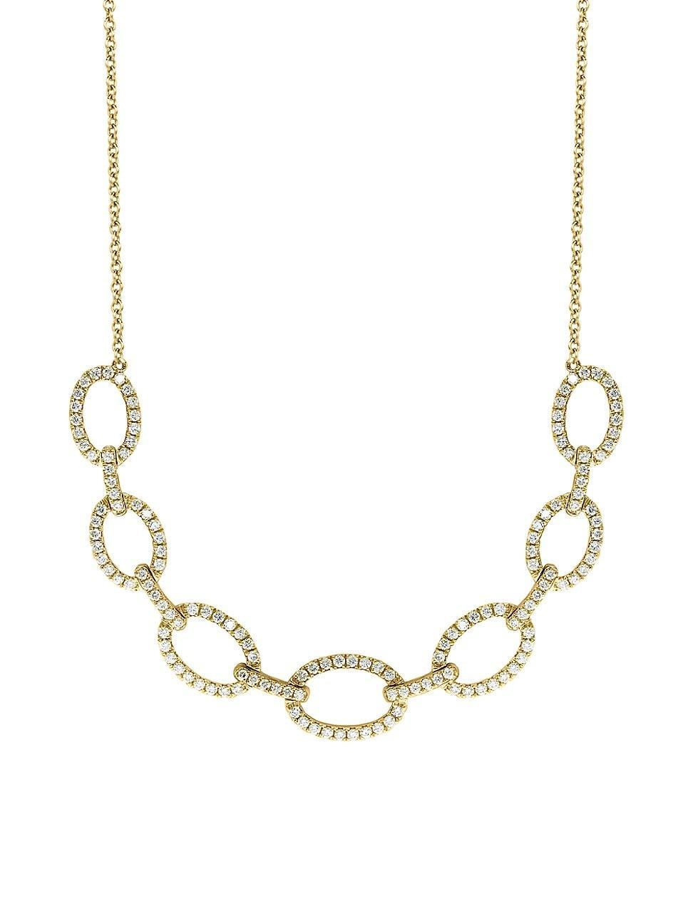 Womens 18K Yellow Gold & 1.45 TCW Diamond Chain Link Necklace Product Image