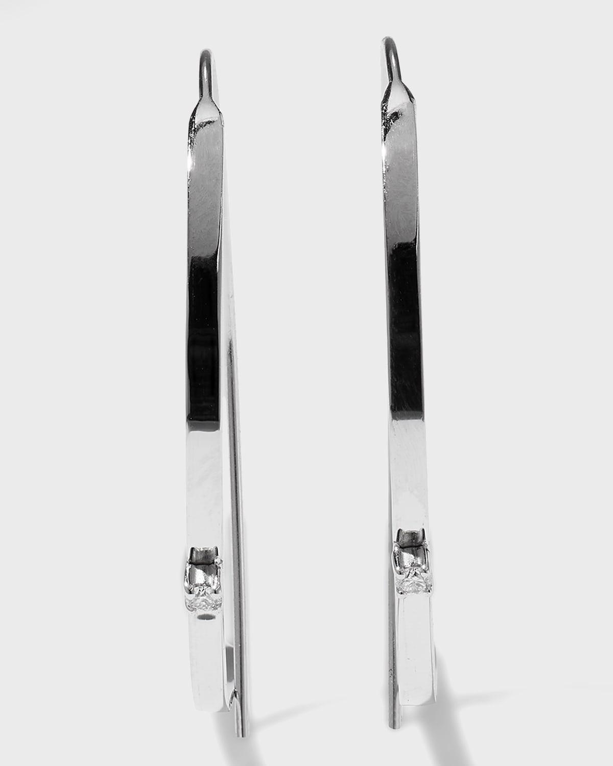 Small Flat Diamond Hoop Earrings Product Image