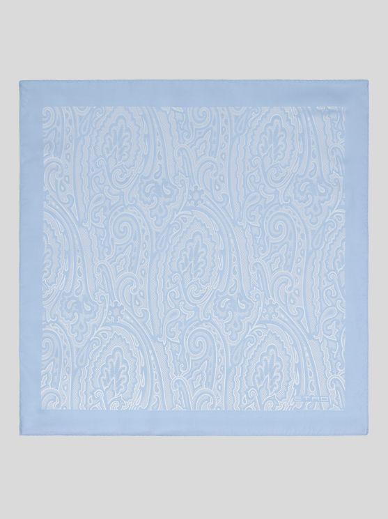 ETRO Jacquard Silk Pocket Square In Light Blue Product Image