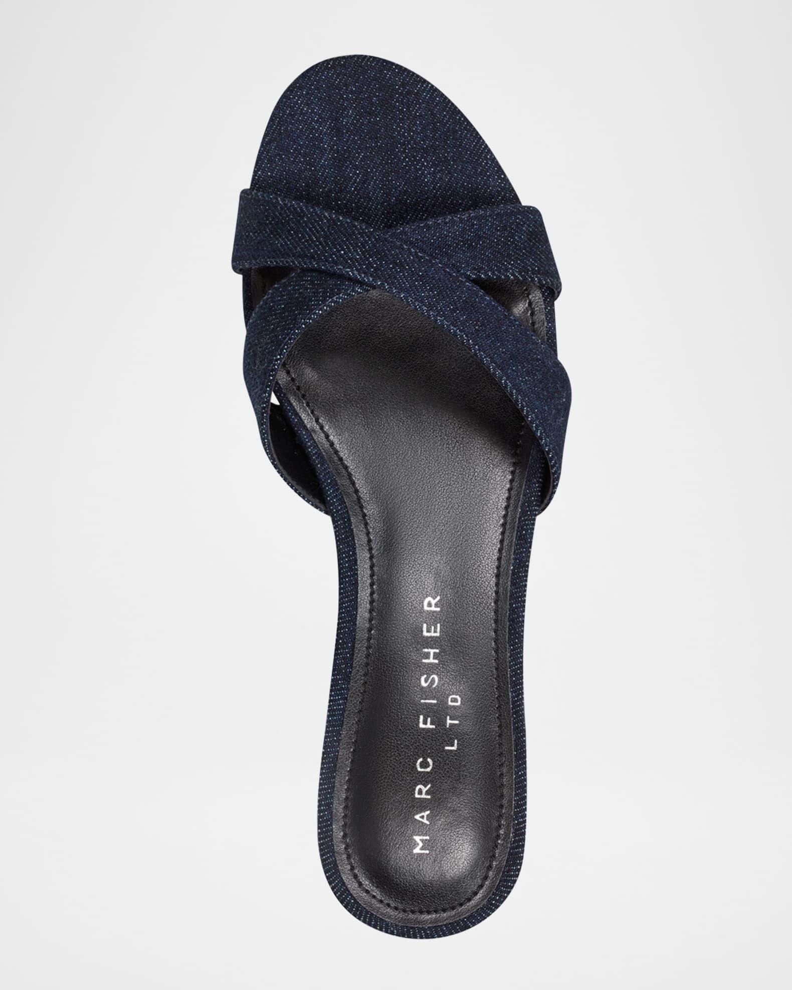Tracey Denim Crisscross Kitten Slide Sandals Product Image